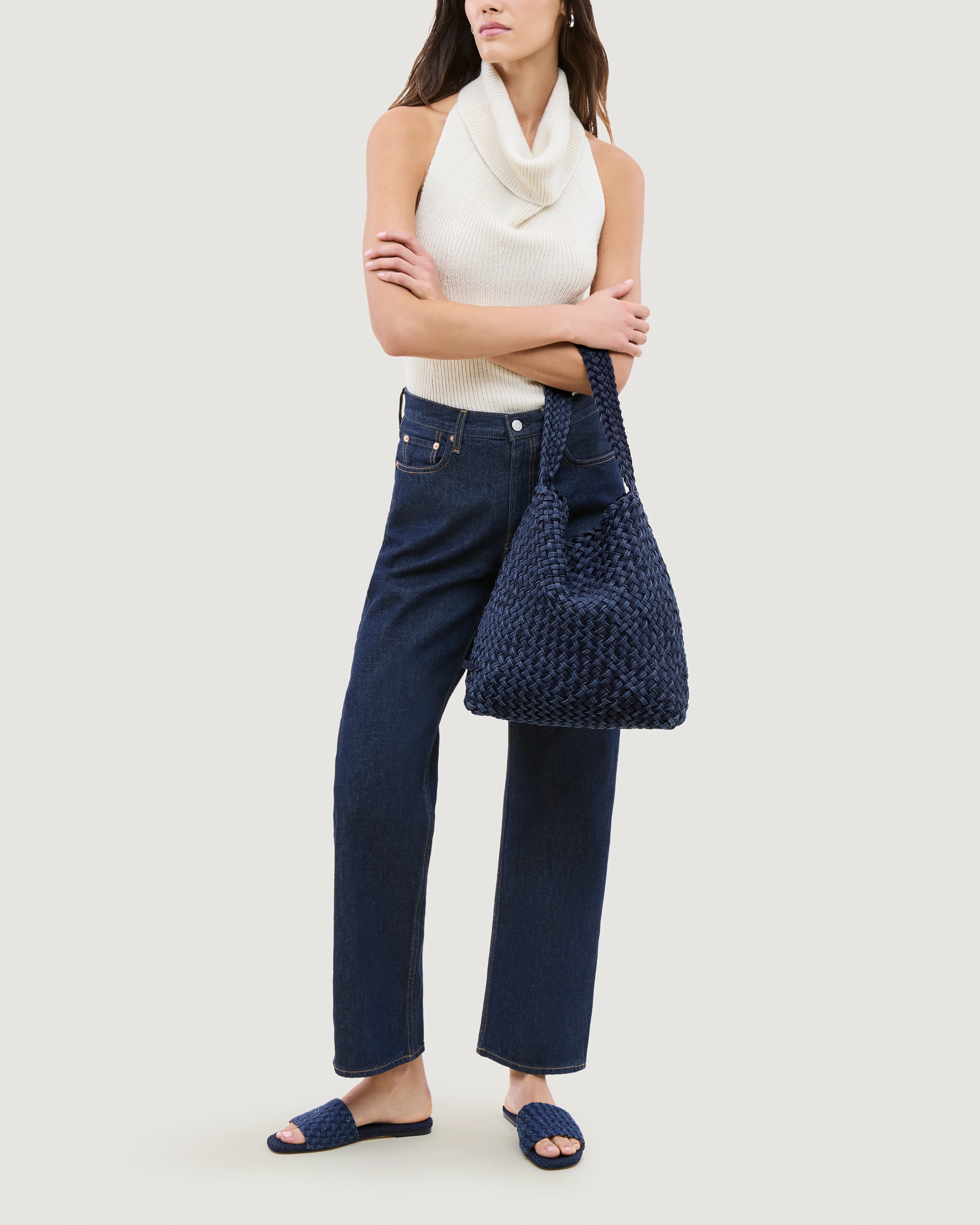 Nomad Medium Hobo Double Weave Denim | Indigo - Image 6