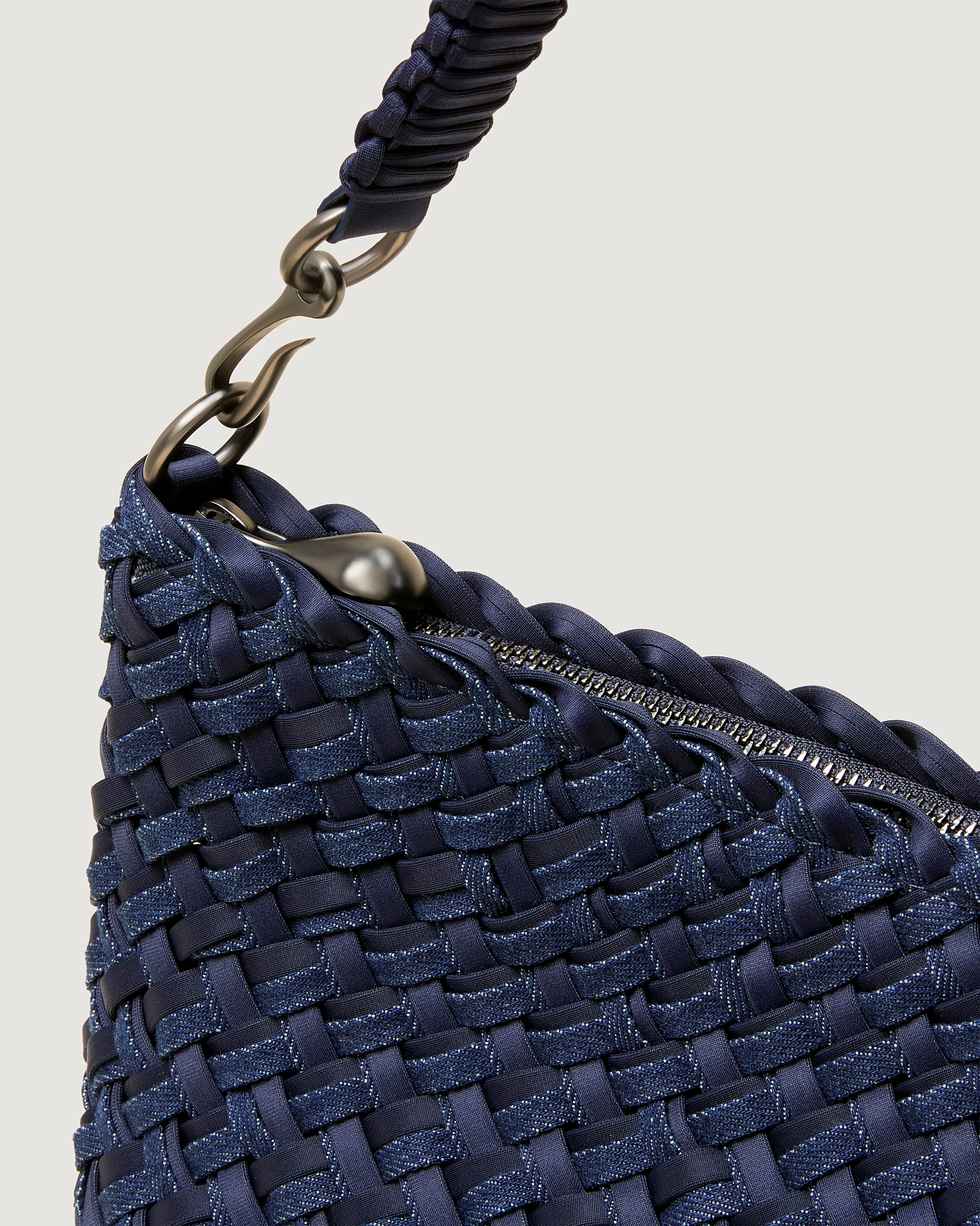 Porto Small Half-Moon Bag Double Weave Denim | Indigo - Image 3