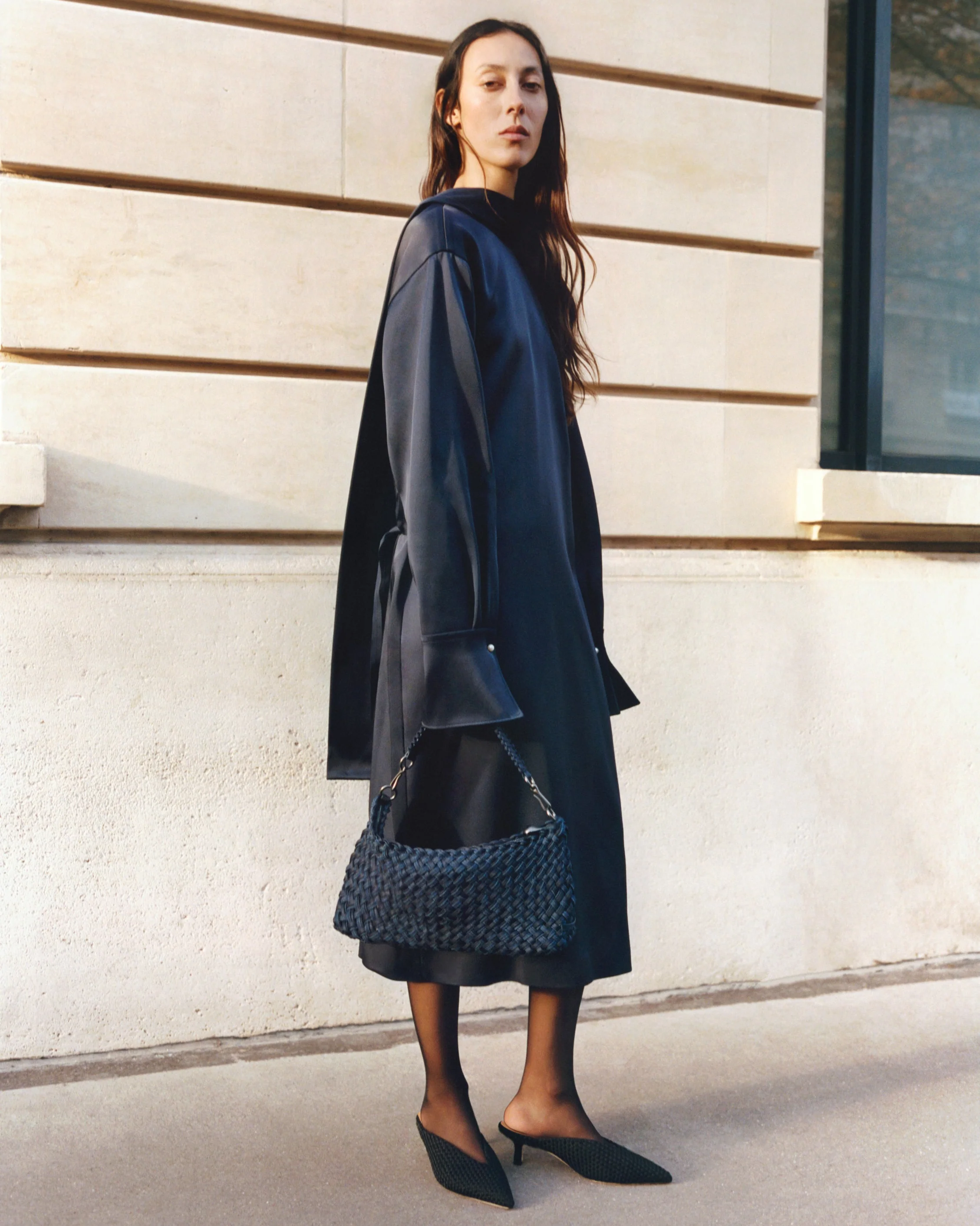 Porto Small Half-Moon Bag Double Weave Denim | Indigo - Image 4