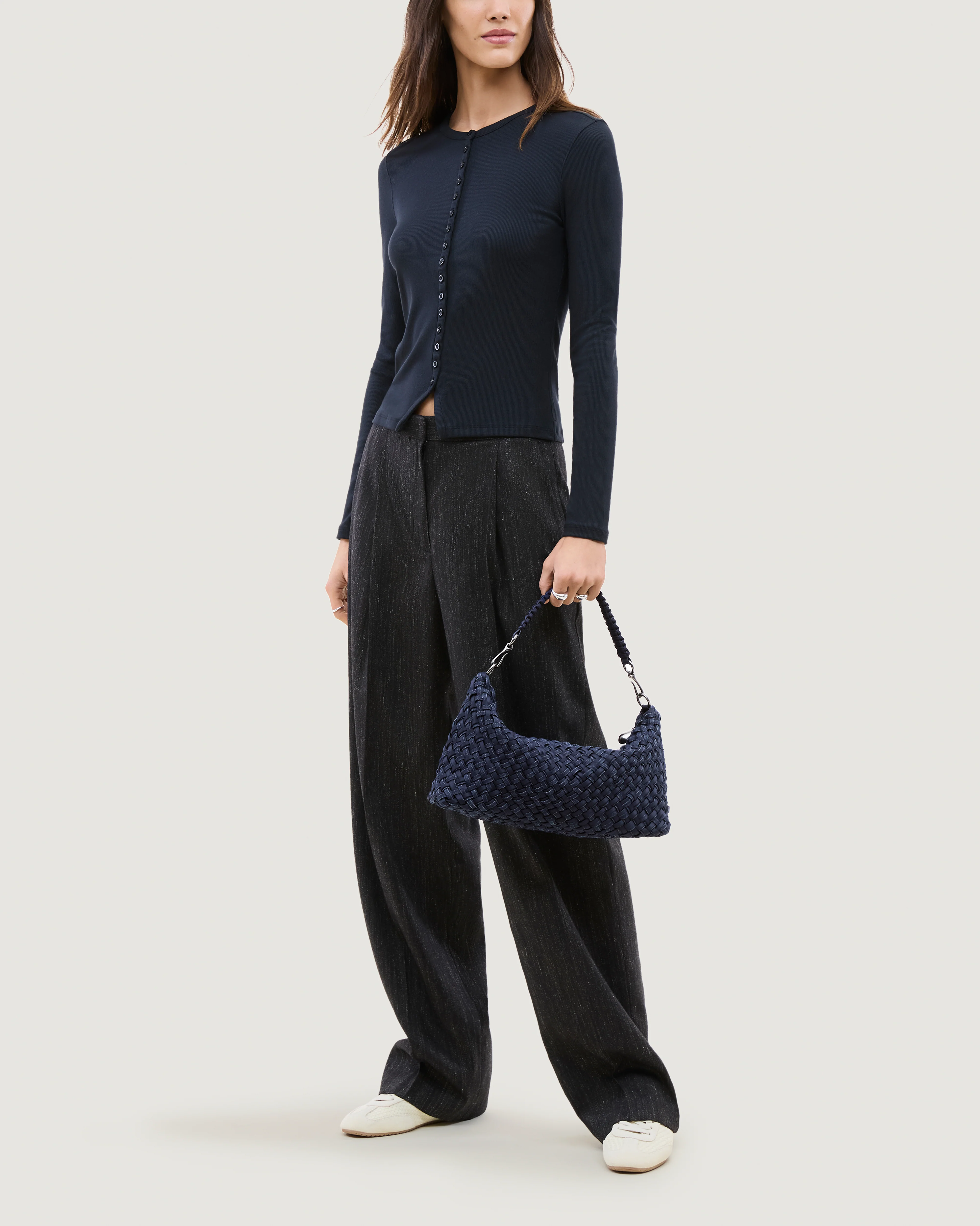 Porto Small Half-Moon Bag Double Weave Denim | Indigo - Image 6
