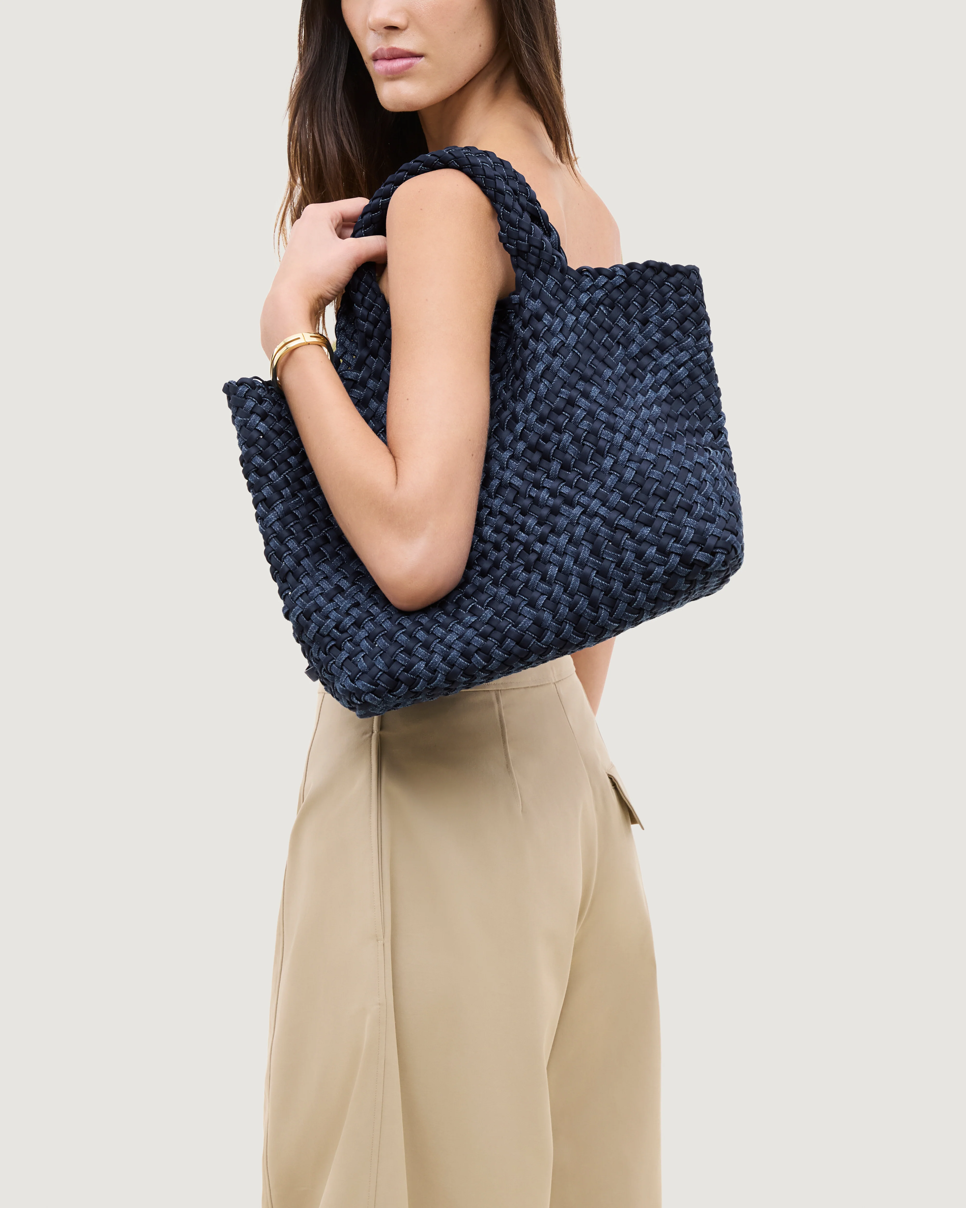 St. Barths Medium Tote Double Weave Denim | Indigo - Image 5