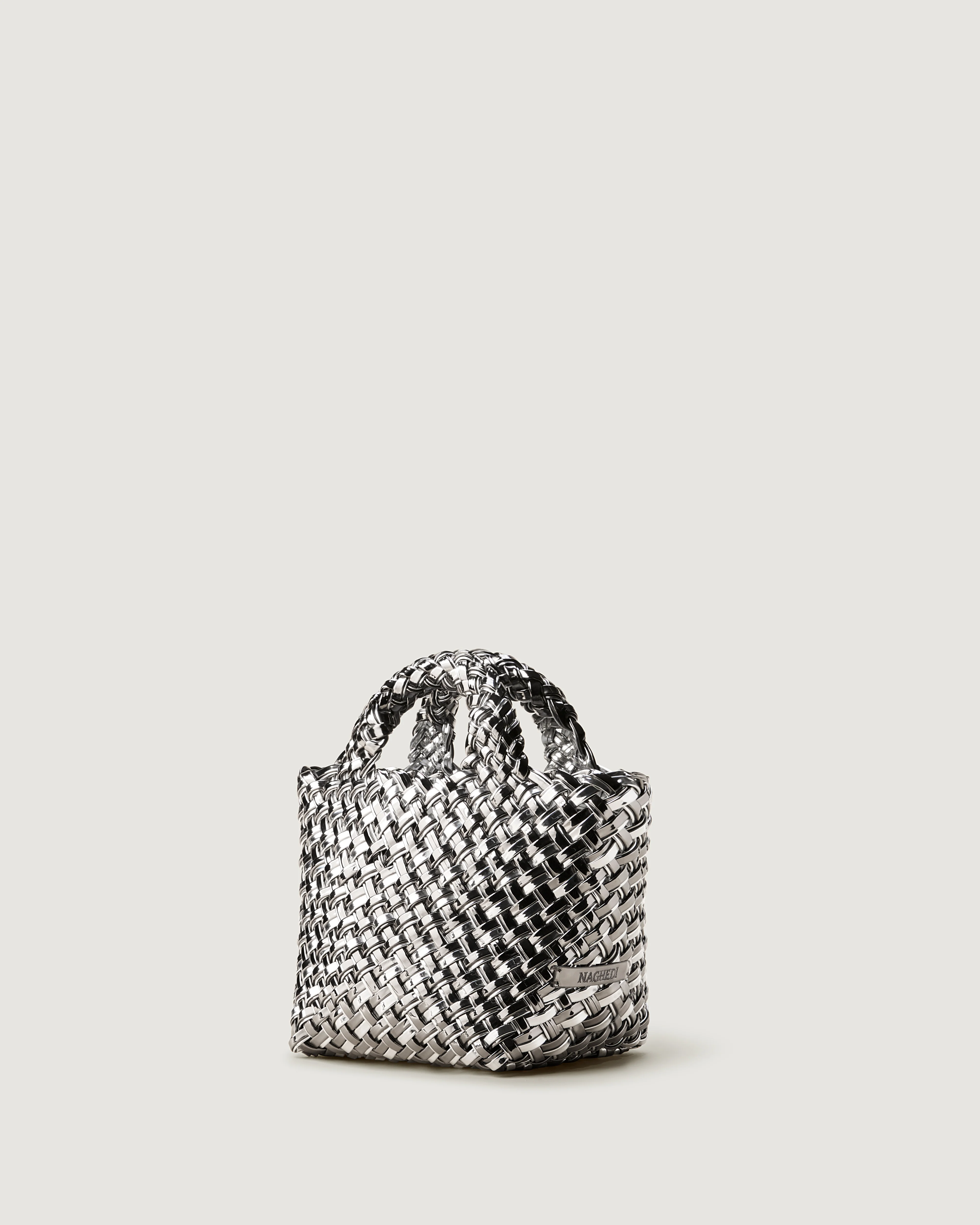 St. Barths Petit Tote Double Weave Metallic | Pewter - Image 4