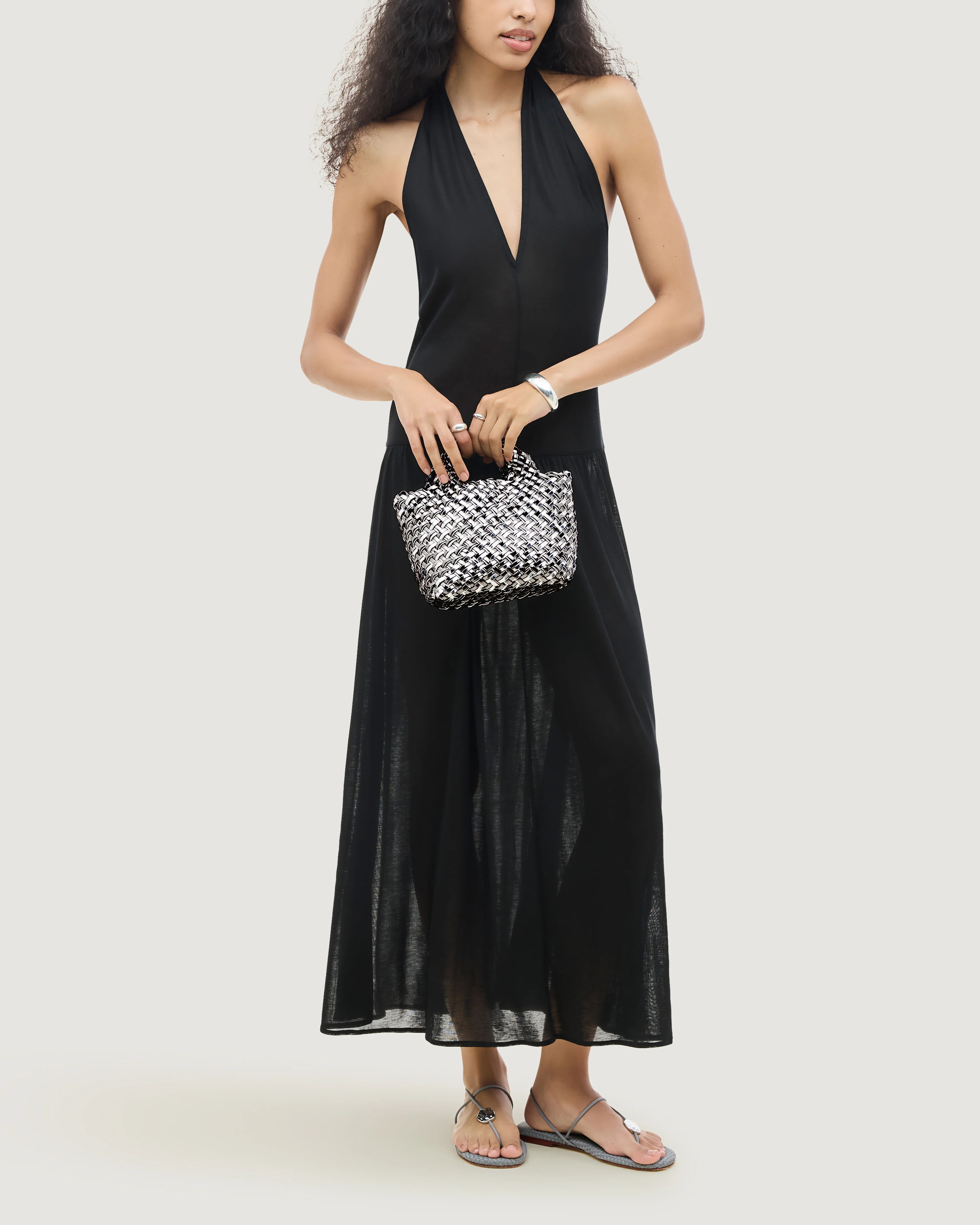 St. Barths Petit Tote Double Weave Metallic | Pewter - Image 6